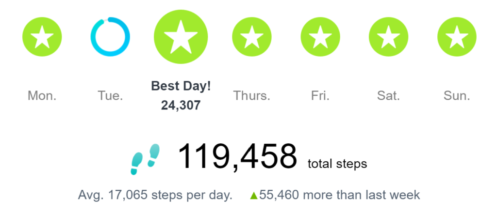 weekly step count from a FitBit activity tracker